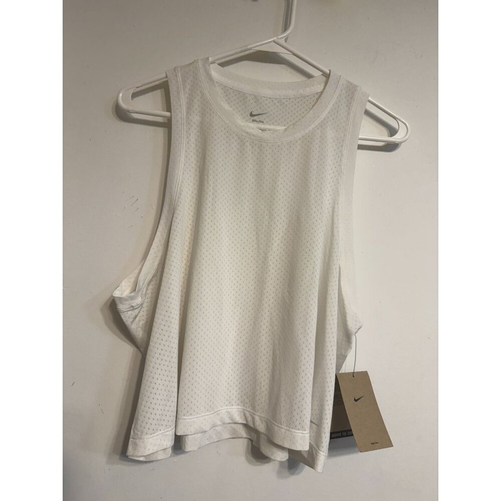 Nike One Womens Dri-FIT Training Tank Top XL White Lightweight Mesh
